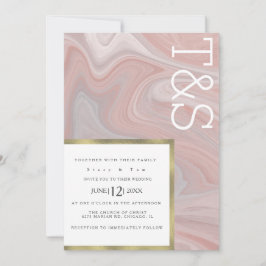 Invitación Marble Liquid Rubor Gold Typography Boda