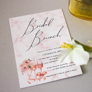 Invitación Marble Pink Bridal Brunch Champagne