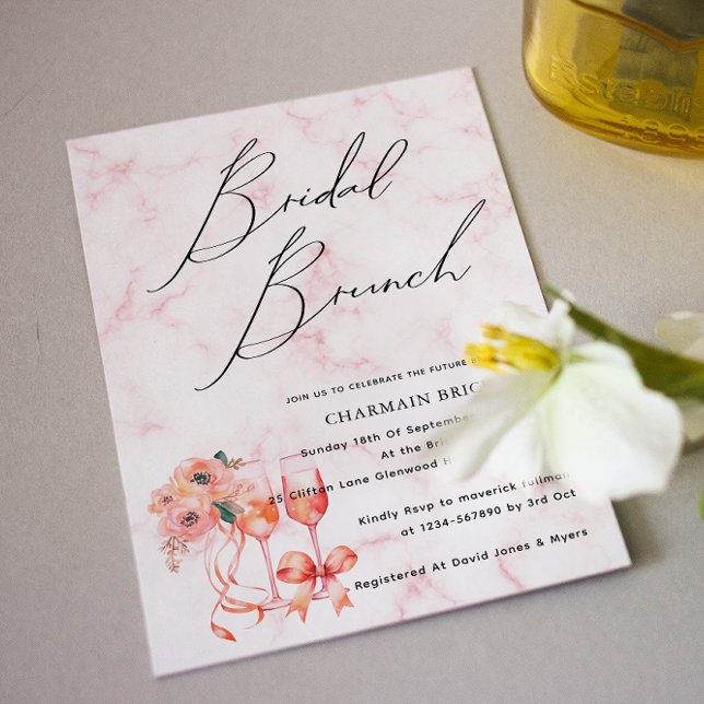 Invitación Marble Pink Bridal Brunch Champagne (Subido por el creador)