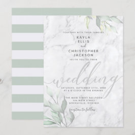 Invitación Marble Watercolor Floral Caligrafía Boda