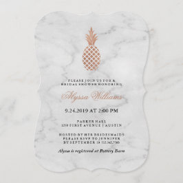 Invitación Marble y Rosa falso Gold Pineapple Bridal Shower