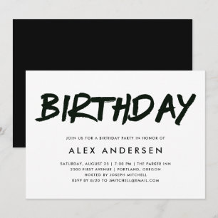 Invitación Marcador moderno   Fiesta de cumpleaños blanco y n