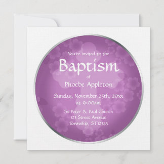 Invitación Marcas acuáticas florales Amethyst Baptism Invitac