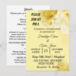 Invitación Marcas de esquí | Boda Botánico Amarillo Romántico