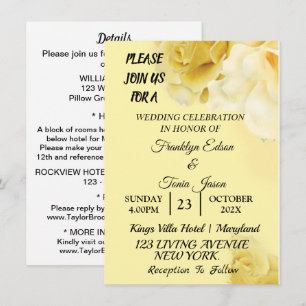 Invitación Marcas de esquí Boda Botánico Amarillo Romántico