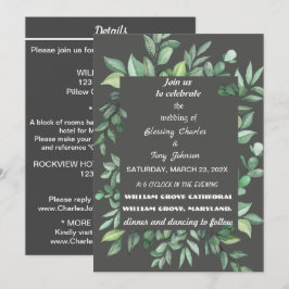 Invitación Marcas de esquí | Boda Minimalista caligráfico flo
