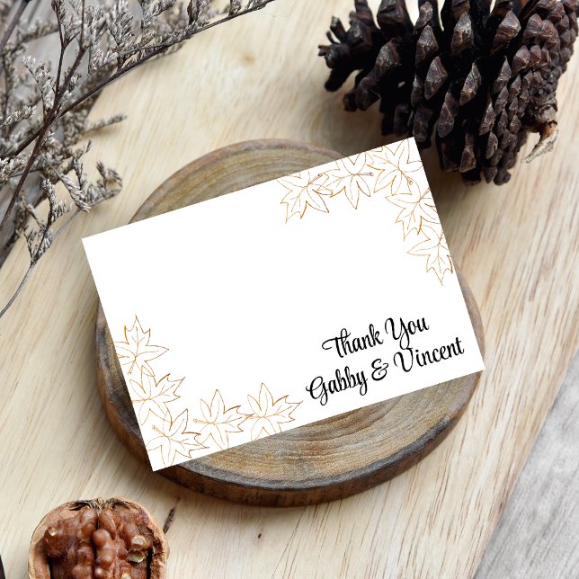 Invitación Marce Leaf Edge Fall Wedding Nota - Plano (Fall in Love with these autumn leaves thank you notes.)
