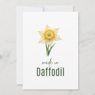 Invitación March Daffodil Birth Flower card Watercolor