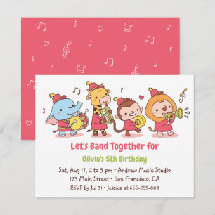 Invitación Marcha Banda Safari Animales Niños Fiesta de Cumpl