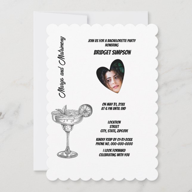 Invitación marchas de bachillerato negras y foto de Fiesta ma (Anverso)