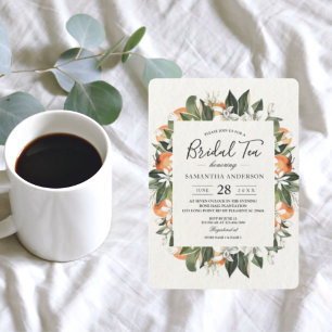 Invitación Marco acuático moderno de Naranja y flores