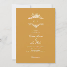 Invitación Marco Antiguo Amarillo Mostaza Boda