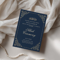 Marco Antiguo Barroco Azul Marino Ceremonia Nikah