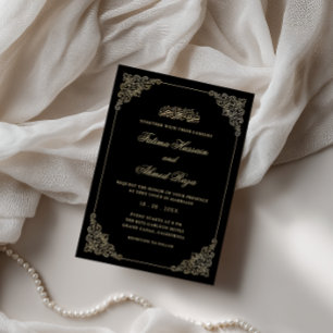 Invitación Marco Antiguo Barroco Dorado Boda Musulmana Negra
