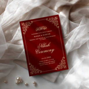Invitación Marco Antiguo Barroco Rojo Burgundy Ceremonia de N