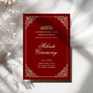 Invitación Marco Antiguo Barroco Rojo Burgundy Ceremonia Mehn