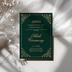 Invitación Marco Antiguo Barroco Verde Esmeralda Ceremonia de
