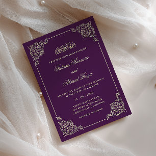 Invitación Marco Antiguo Bodas Musulmanas Violeta Púrpura Dor