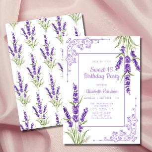 Invitación Marco antiguo de lavanda morado dulce 16 cumpleaño