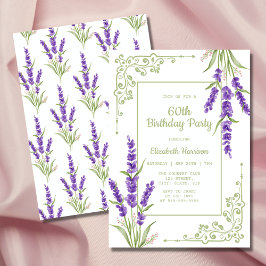 Invitación Marco antiguo de lavanda púrpura 60 cumpleaños