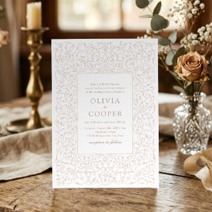 Invitación Marco Antiguo de Marfil Ornado Boda Clásica