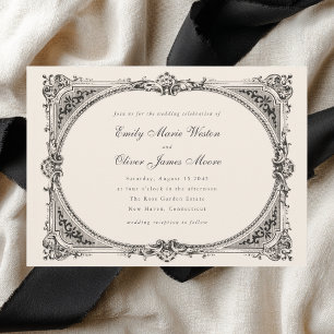 Invitación Marco Antiguo Elegante Formal Boda Opulenta