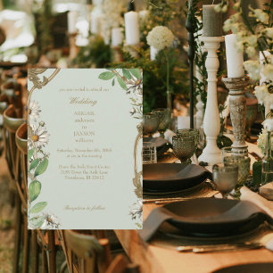 Invitación Marco Antiguo Margaritas Bodas Sage