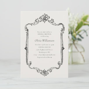 Invitación Marco Antiguo Ornate Negro Crema Despedida de Solt