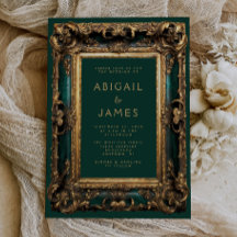 Marco Antiguo Ornate Verde Esmeralda Boda de Oro