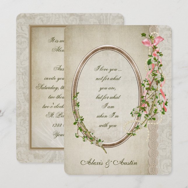 Invitación Marco antiguo para verso Boda (Anverso / Reverso)