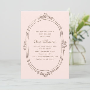 Invitación Marco Antiguo Rosa Sonrojado Elegante Shower de Be