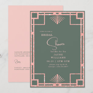 Invitación Marco Art Deco con Purpurina Rosa para Despedida d