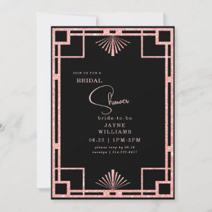 Invitación Marco Art Déco con Purpurina Rosa para Fiesta de D