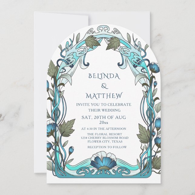 Invitación Marco Art Deco Floral (Anverso)