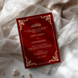 Invitación Marco barroco dorado ceremonia de Nikah de color b