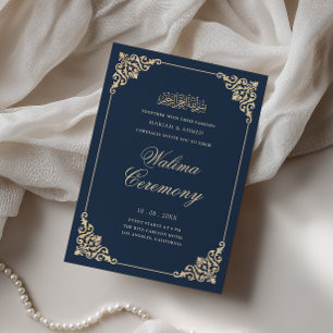 Invitación Marco Barroco Elegante Azul Marino Ceremonia Walim