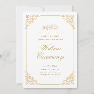 Invitación Marco Barroco Elegante Dorado Ceremonia de Walima
