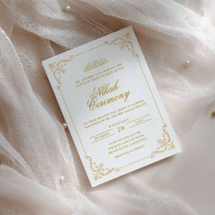 Invitación Marco Barroco Opulento Dorado Blanco Ceremonia Nik
