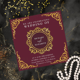 Invitación Marco Barroco Ornamental Borgoña Real