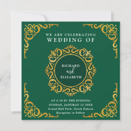 Invitación Marco barroco Real Esmeralda Verde Ornamental