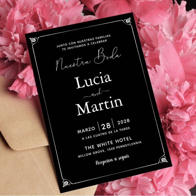 Invitación Marco Blanco Bodas Españolas Negras Nuestra Boda (Subido por el creador)