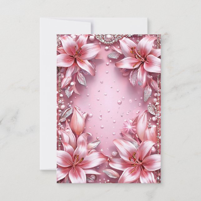 Invitación Marco boda de líneas rosadas delgadas (Anverso)