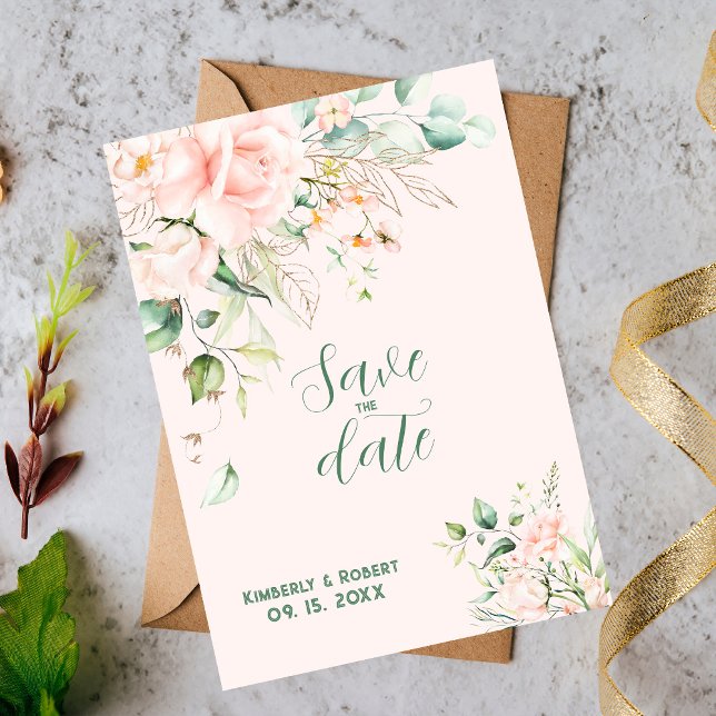 Invitación Marco boda de rosas rosadas pasteles (Subido por el creador)