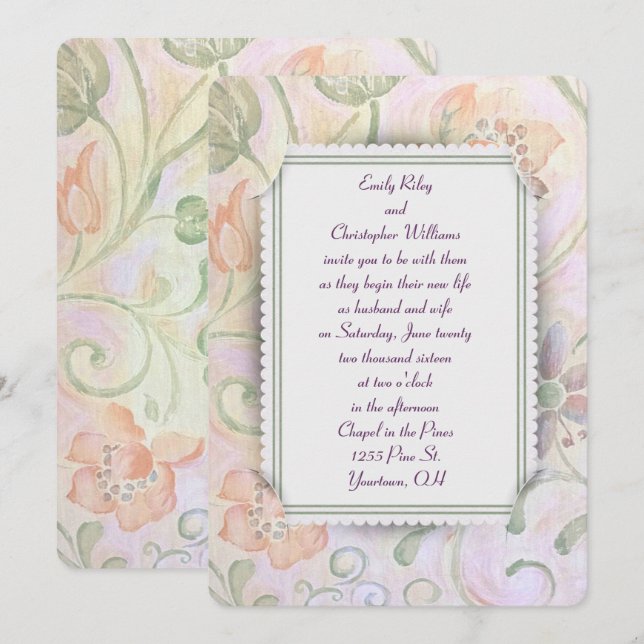 Invitación Marco Boda floral (Anverso / Reverso)