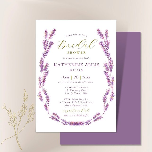 Invitación Marco Boho Elegante Lavanda Dorada Ducha de Novias (Subido por el creador)