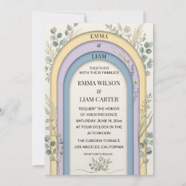 Invitación Marco Botánico de Arco Pastel Minimalista de Boda