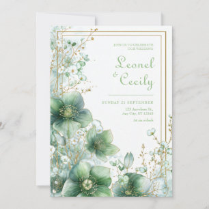Invitación Marco Botánico de Hellebore Translucido Esmeralda