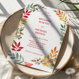 Invitación Marco Botánico de Hojas de Otoño