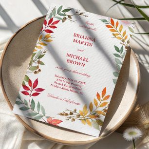Invitación Marco Botánico de Hojas de Otoño
