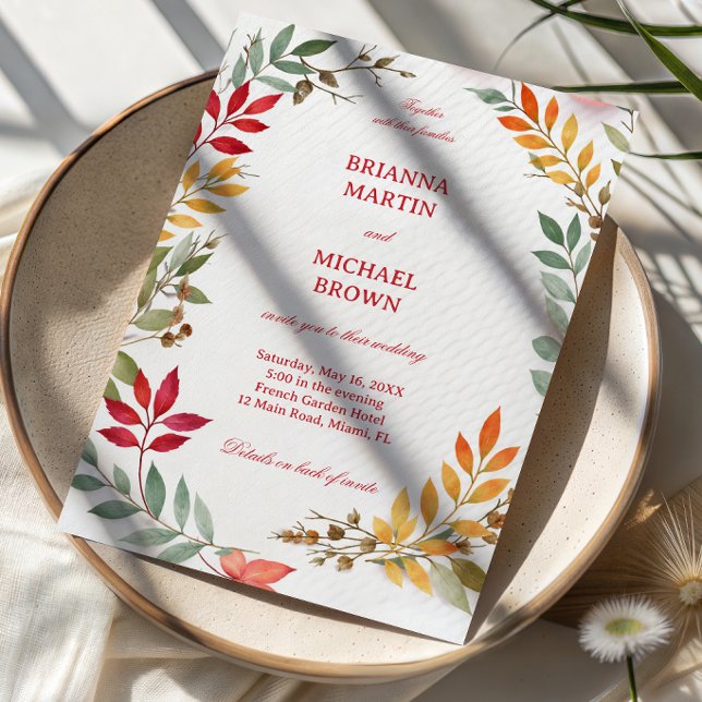 Invitación Marco Botánico de Hojas de Otoño (Subido por el creador)